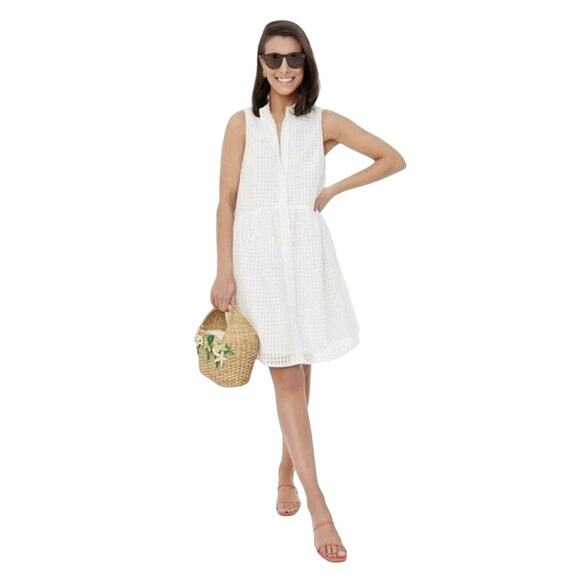 Tuckernuck White Burnout Sleeveless Royal Shirt Dress Size Small - Picture 1 of 6